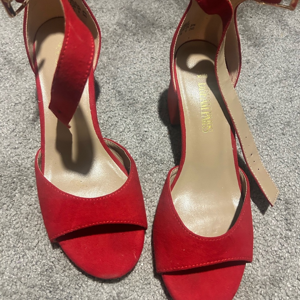 Dream Pairs Red Open-Toe Heels